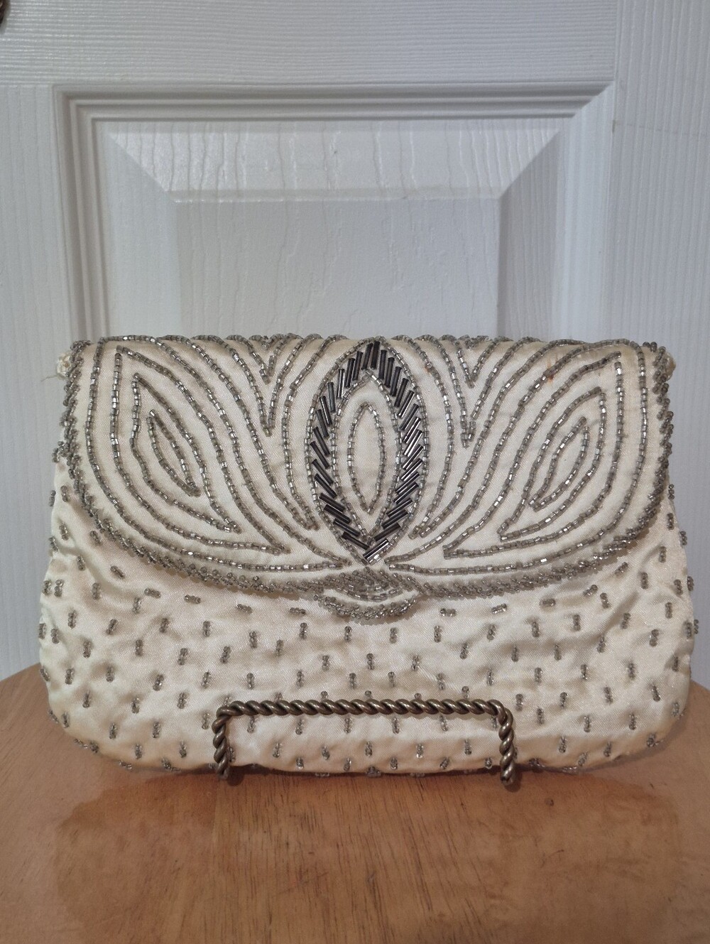 Vintage beaded satin evening bag